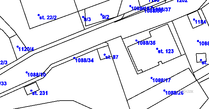 Parcela st. 87 v KÚ Ústí u Humpolce, Katastrální mapa
