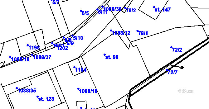 Parcela st. 96 v KÚ Ústí u Humpolce, Katastrální mapa