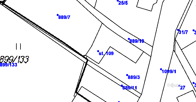 Parcela st. 109 v KÚ Ústí u Humpolce, Katastrální mapa