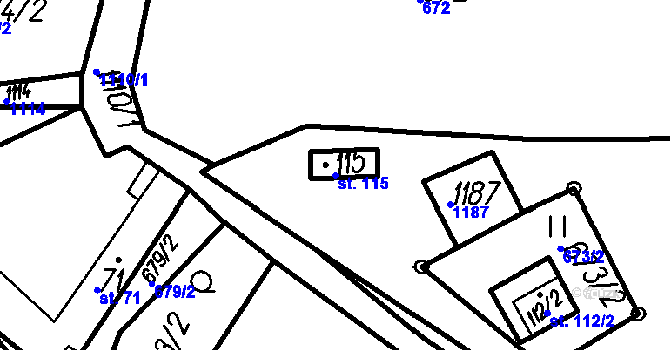 Parcela st. 115 v KÚ Ústí u Humpolce, Katastrální mapa