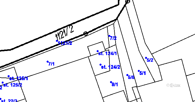 Parcela st. 124/1 v KÚ Ústí u Humpolce, Katastrální mapa