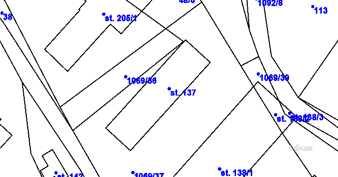 Parcela st. 137 v KÚ Ústí u Humpolce, Katastrální mapa