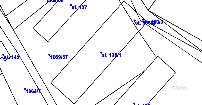 Parcela st. 138/1 v KÚ Ústí u Humpolce, Katastrální mapa