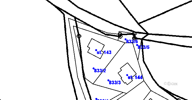 Parcela st. 143 v KÚ Ústí u Humpolce, Katastrální mapa