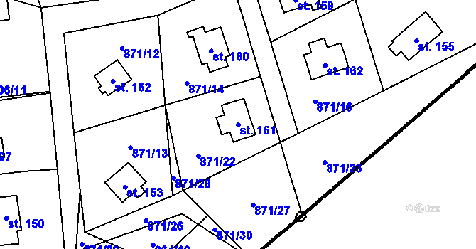 Parcela st. 161 v KÚ Ústí u Humpolce, Katastrální mapa