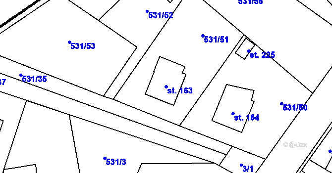 Parcela st. 163 v KÚ Ústí u Humpolce, Katastrální mapa