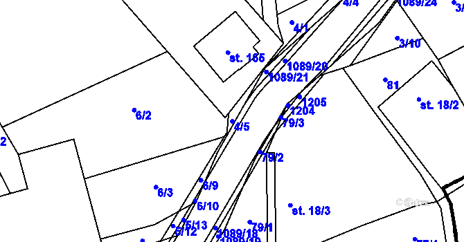 Parcela st. 4/5 v KÚ Ústí u Humpolce, Katastrální mapa