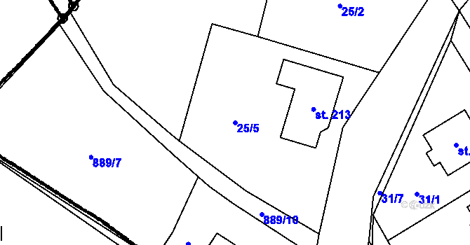 Parcela st. 25/5 v KÚ Ústí u Humpolce, Katastrální mapa