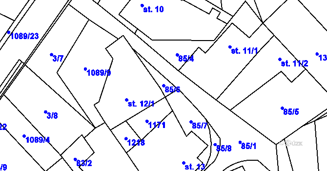Parcela st. 85/6 v KÚ Ústí u Humpolce, Katastrální mapa
