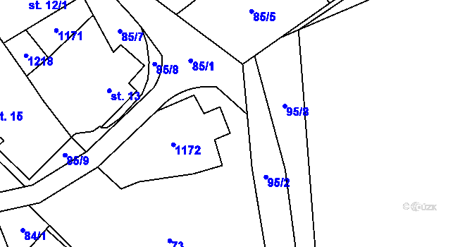Parcela st. 87 v KÚ Ústí u Humpolce, Katastrální mapa