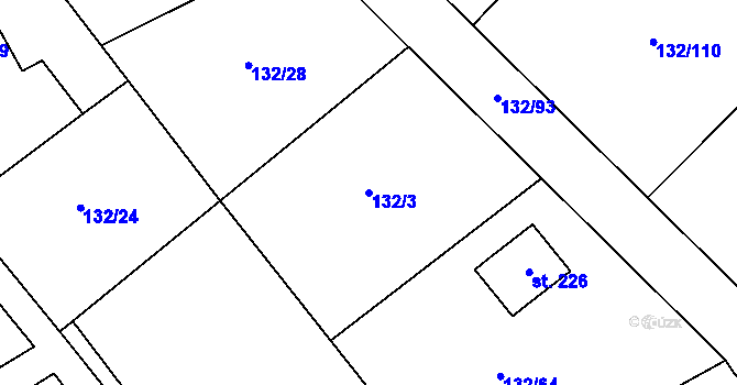 Parcela st. 132/3 v KÚ Ústí u Humpolce, Katastrální mapa