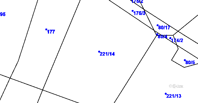 Parcela st. 221/14 v KÚ Ústí u Humpolce, Katastrální mapa