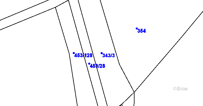 Parcela st. 343/3 v KÚ Ústí u Humpolce, Katastrální mapa