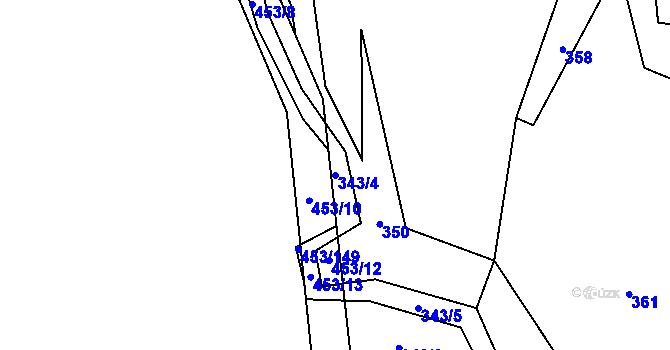 Parcela st. 343/4 v KÚ Ústí u Humpolce, Katastrální mapa