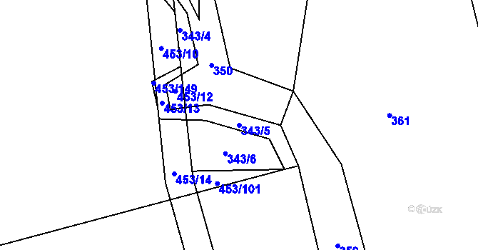 Parcela st. 343/5 v KÚ Ústí u Humpolce, Katastrální mapa