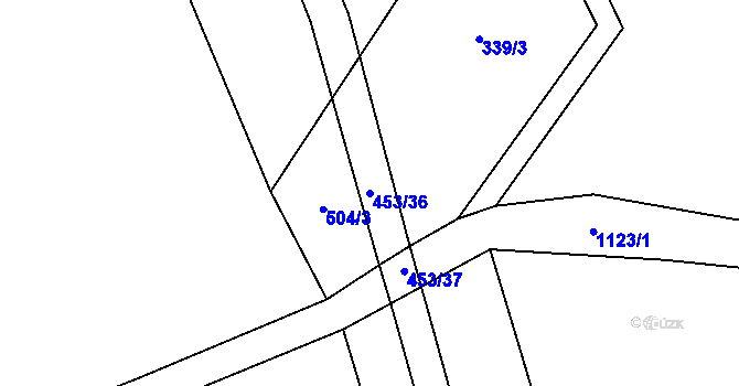 Parcela st. 453/36 v KÚ Ústí u Humpolce, Katastrální mapa