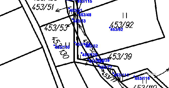 Parcela st. 453/52 v KÚ Ústí u Humpolce, Katastrální mapa