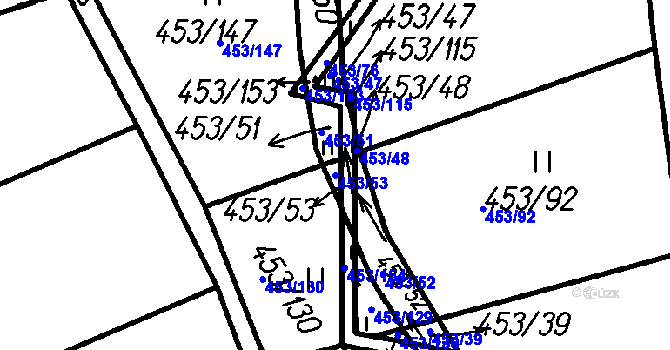 Parcela st. 453/53 v KÚ Ústí u Humpolce, Katastrální mapa
