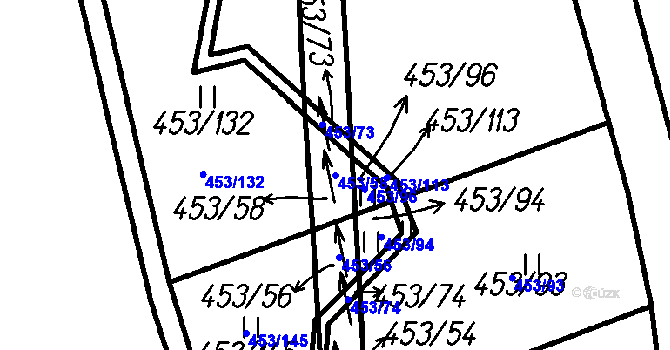 Parcela st. 453/58 v KÚ Ústí u Humpolce, Katastrální mapa
