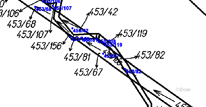 Parcela st. 453/67 v KÚ Ústí u Humpolce, Katastrální mapa