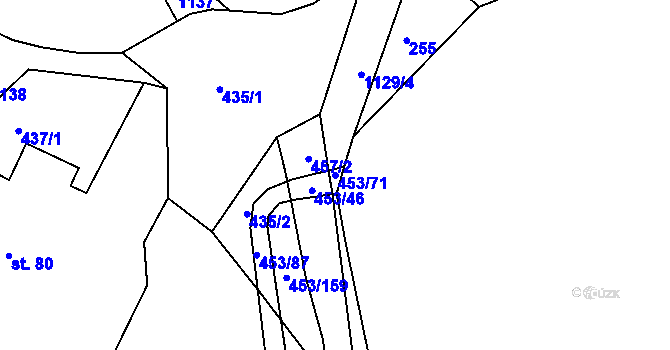 Parcela st. 453/71 v KÚ Ústí u Humpolce, Katastrální mapa