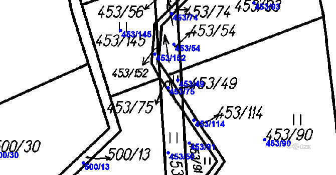 Parcela st. 453/75 v KÚ Ústí u Humpolce, Katastrální mapa