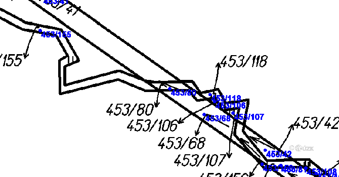 Parcela st. 453/80 v KÚ Ústí u Humpolce, Katastrální mapa