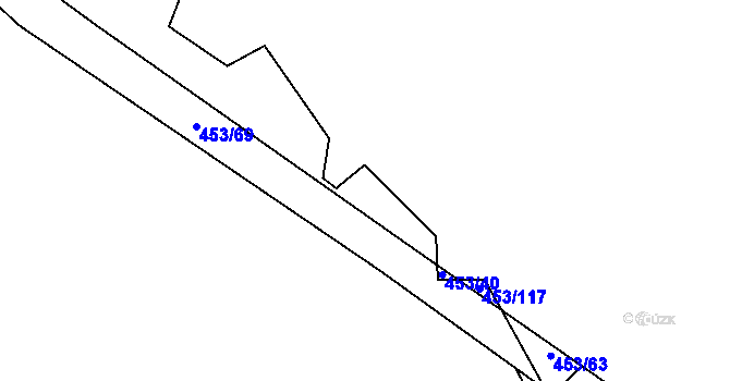 Parcela st. 453/109 v KÚ Ústí u Humpolce, Katastrální mapa
