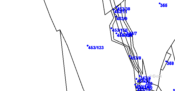 Parcela st. 453/123 v KÚ Ústí u Humpolce, Katastrální mapa