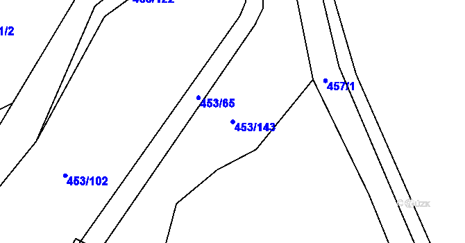 Parcela st. 453/143 v KÚ Ústí u Humpolce, Katastrální mapa