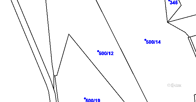 Parcela st. 500/12 v KÚ Ústí u Humpolce, Katastrální mapa