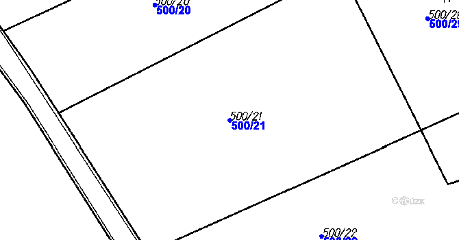 Parcela st. 500/21 v KÚ Ústí u Humpolce, Katastrální mapa