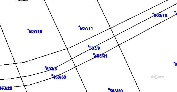 Parcela st. 503/9 v KÚ Ústí u Humpolce, Katastrální mapa