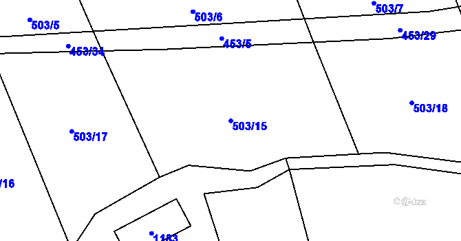 Parcela st. 503/15 v KÚ Ústí u Humpolce, Katastrální mapa
