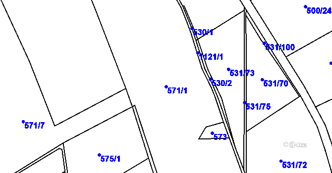 Parcela st. 571/1 v KÚ Ústí u Humpolce, Katastrální mapa