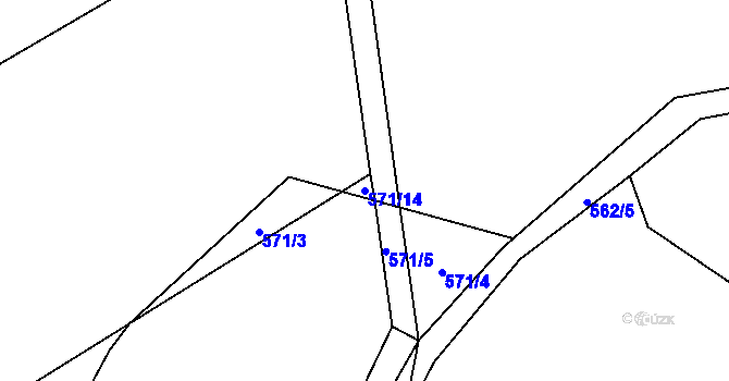 Parcela st. 571/14 v KÚ Ústí u Humpolce, Katastrální mapa