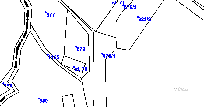Parcela st. 679/1 v KÚ Ústí u Humpolce, Katastrální mapa
