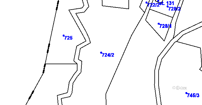 Parcela st. 724/2 v KÚ Ústí u Humpolce, Katastrální mapa