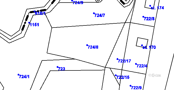 Parcela st. 724/8 v KÚ Ústí u Humpolce, Katastrální mapa