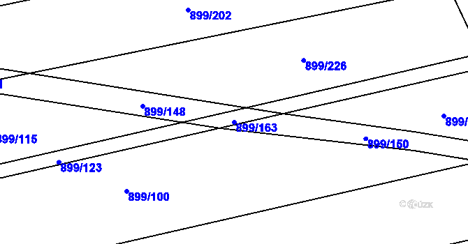 Parcela st. 899/163 v KÚ Ústí u Humpolce, Katastrální mapa