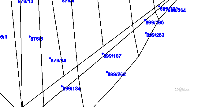 Parcela st. 899/187 v KÚ Ústí u Humpolce, Katastrální mapa
