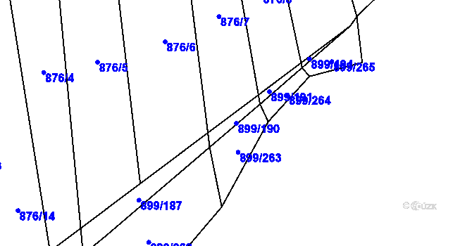 Parcela st. 899/190 v KÚ Ústí u Humpolce, Katastrální mapa