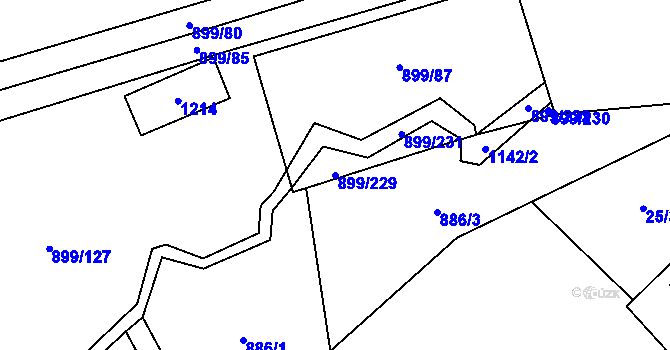 Parcela st. 899/229 v KÚ Ústí u Humpolce, Katastrální mapa