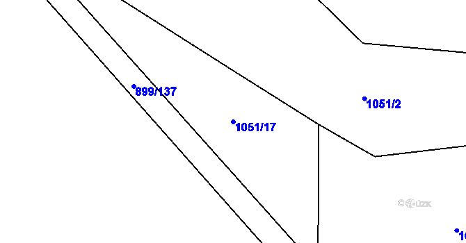 Parcela st. 1051/17 v KÚ Ústí u Humpolce, Katastrální mapa