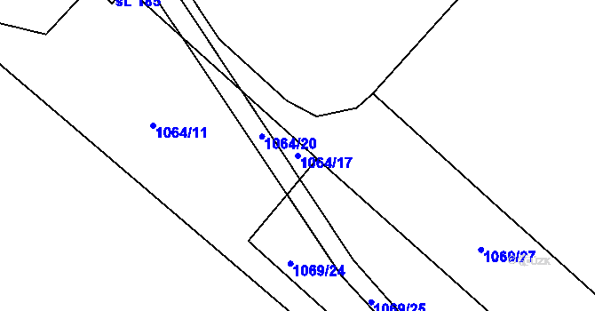 Parcela st. 1064/17 v KÚ Ústí u Humpolce, Katastrální mapa