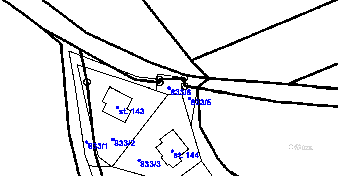 Parcela st. 833/6 v KÚ Ústí u Humpolce, Katastrální mapa