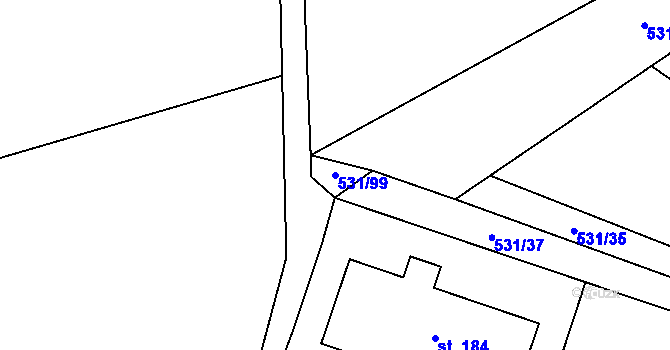Parcela st. 531/99 v KÚ Ústí u Humpolce, Katastrální mapa