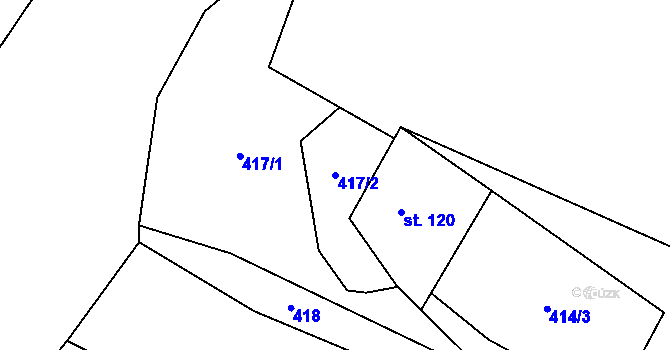 Parcela st. 417/2 v KÚ Ústí u Humpolce, Katastrální mapa
