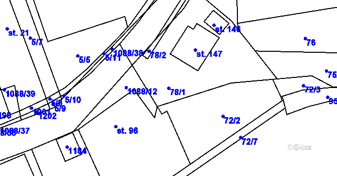 Parcela st. 78/1 v KÚ Ústí u Humpolce, Katastrální mapa