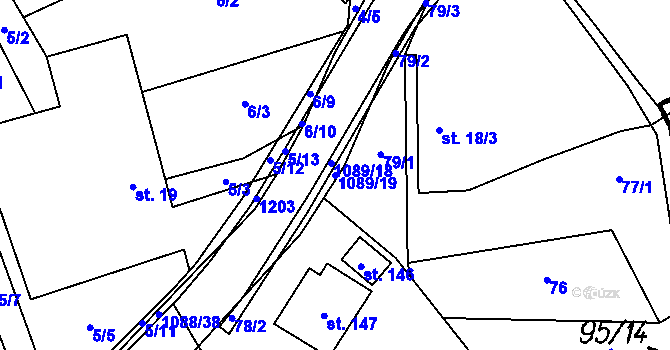 Parcela st. 1089/19 v KÚ Ústí u Humpolce, Katastrální mapa